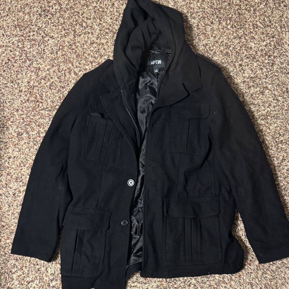 Men's Black Hooded Jacket. Apt 9